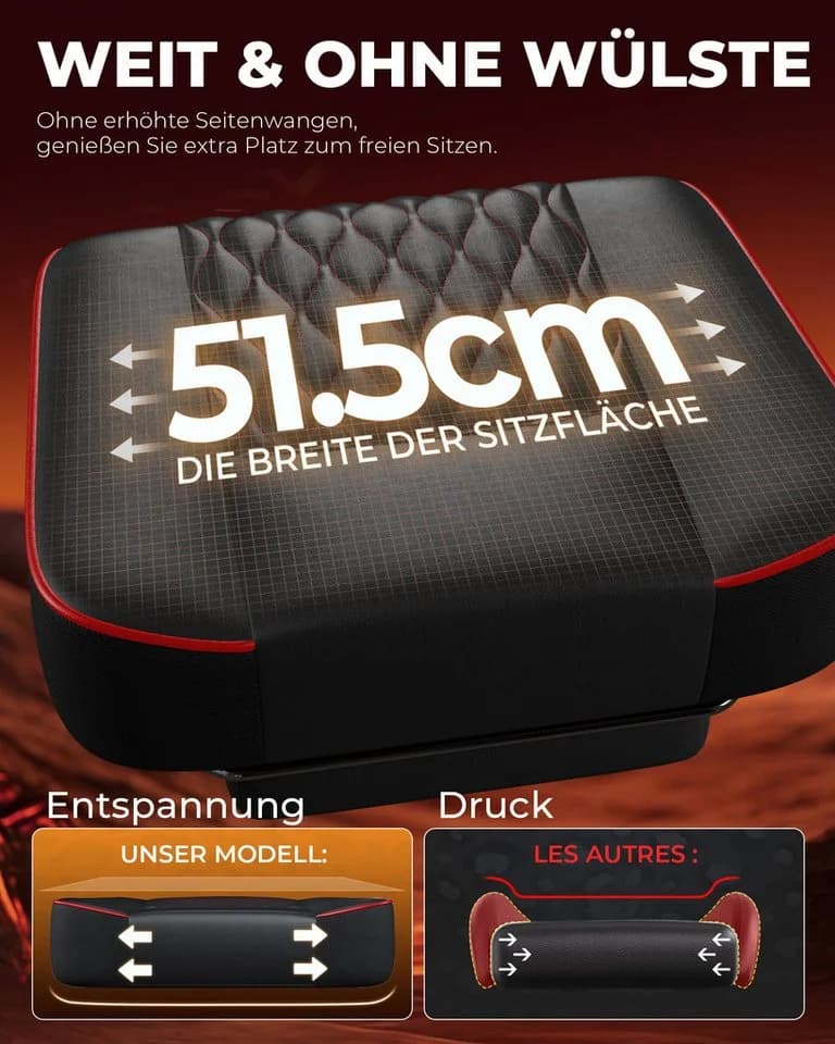 GTPLAYER Gaming-Stuhl Bürostuhl Ergonomisch Höhenverstellbar Rot/Schwarz - Bild 3