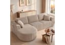 COMHOMA Ecksofa mit Schlaffunktion Cord beige Bild 2