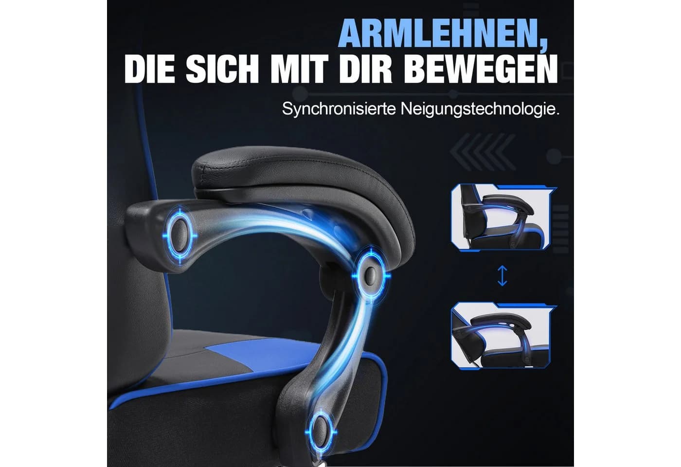 GTPLAYER Gaming-Stuhl Blau mit Fußstütze und Lordosenstütze - Bild 5
