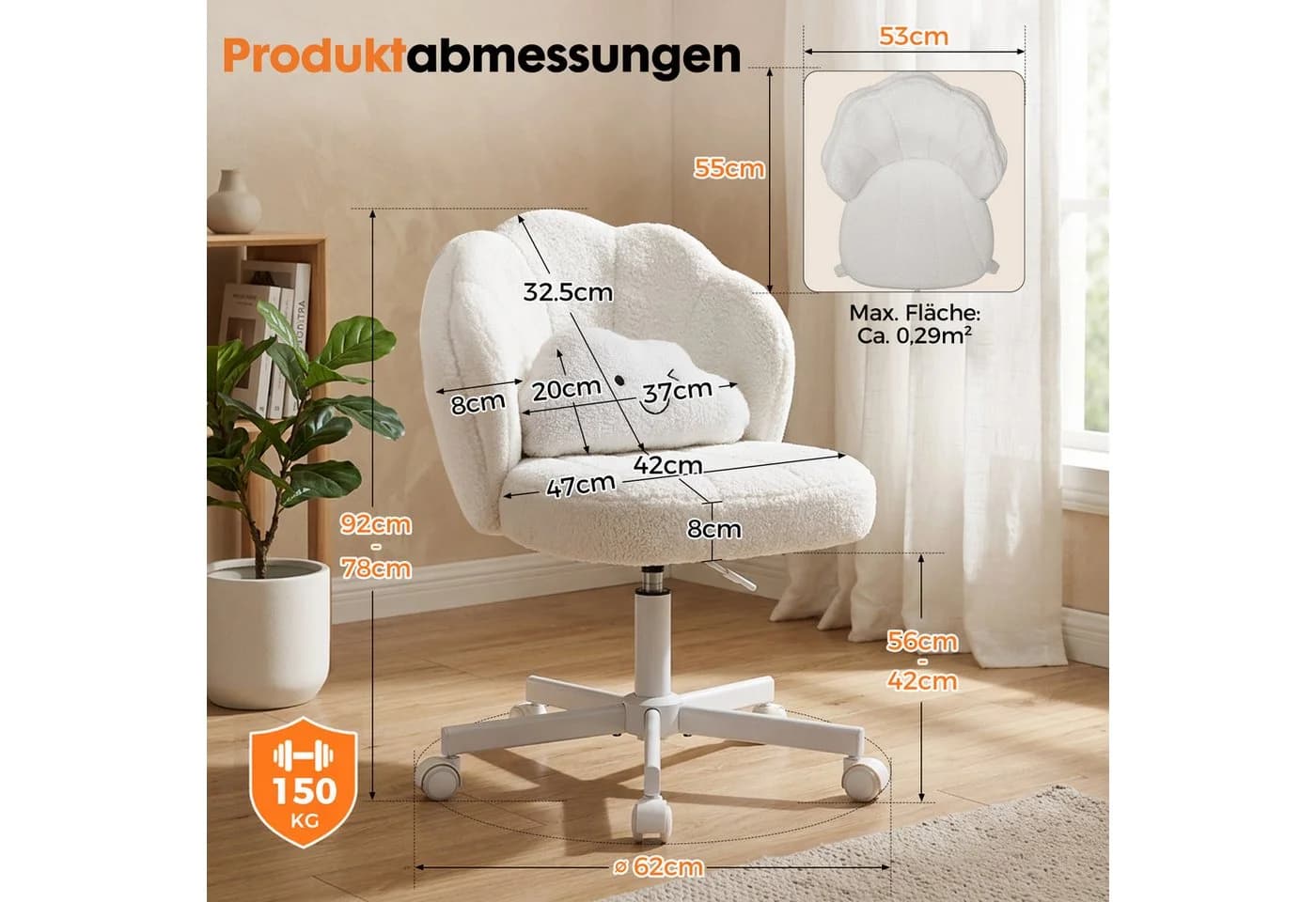 COMHOMA Bürostuhl mit Wolkenkissen und doppelter Rückenlehne - Bild 4