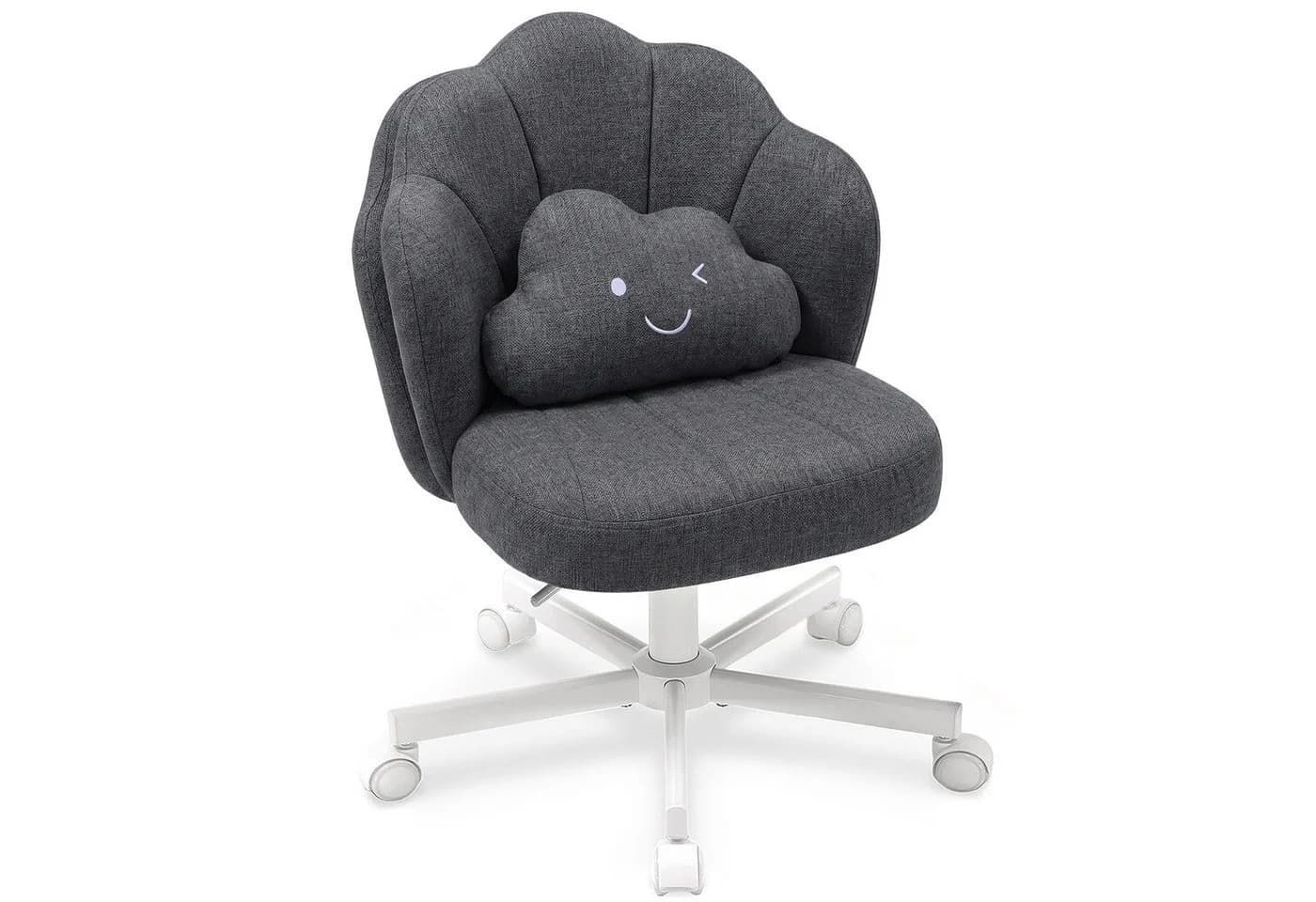 COMHOMA Bürostuhl mit Blüten-Design und Wolkenkissen grau - Bild 2