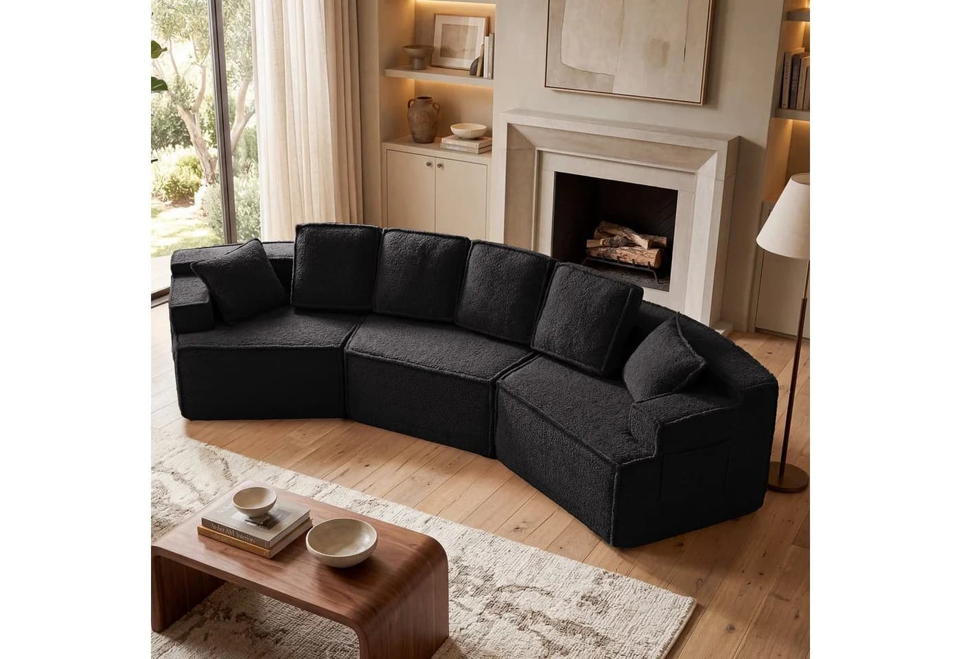 COMHOMA Modulares Schlafsofa Schwarz 3-Sitzer mit Schlaffunktion - Bild 2