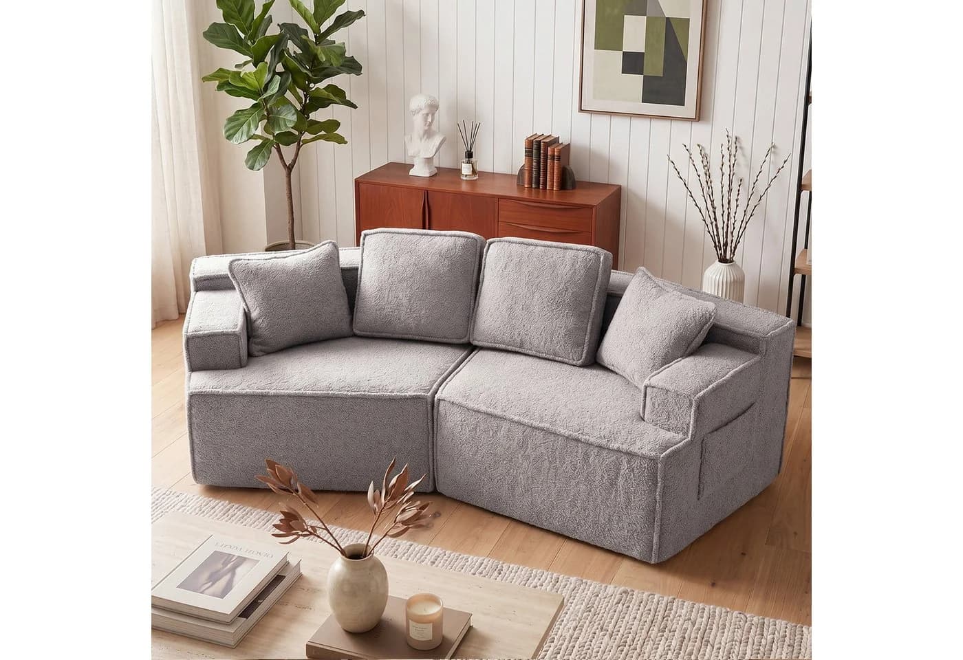 COMHOMA Modulares Schlafsofa grau mit Schlaffunktion - Bild 2
