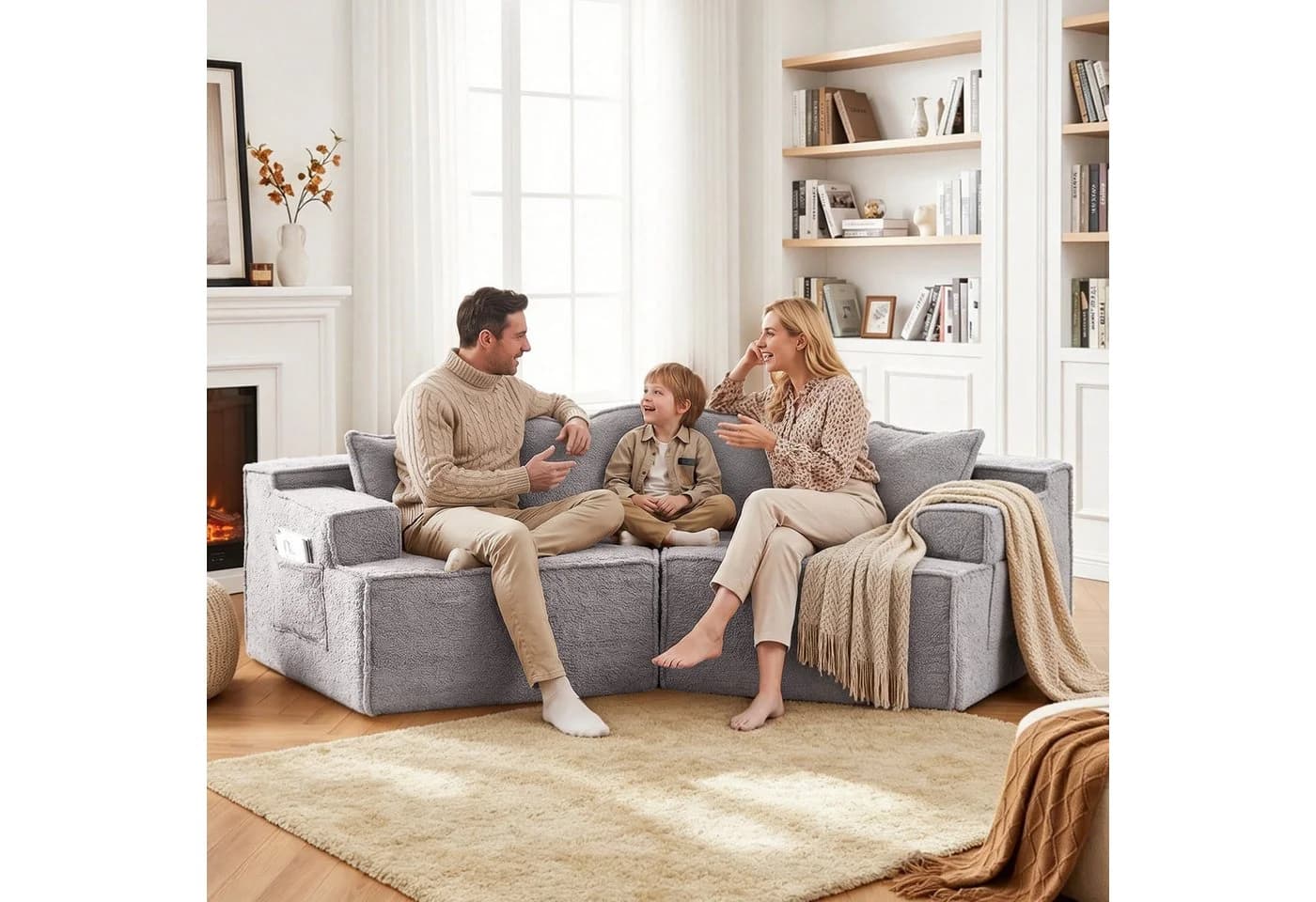 COMHOMA Modulares Schlafsofa grau mit Schlaffunktion - Bild 3