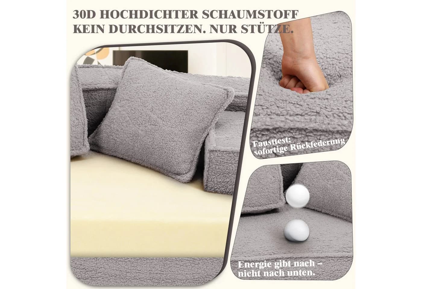 COMHOMA Modulares Schlafsofa grau mit Schlaffunktion - Bild 5