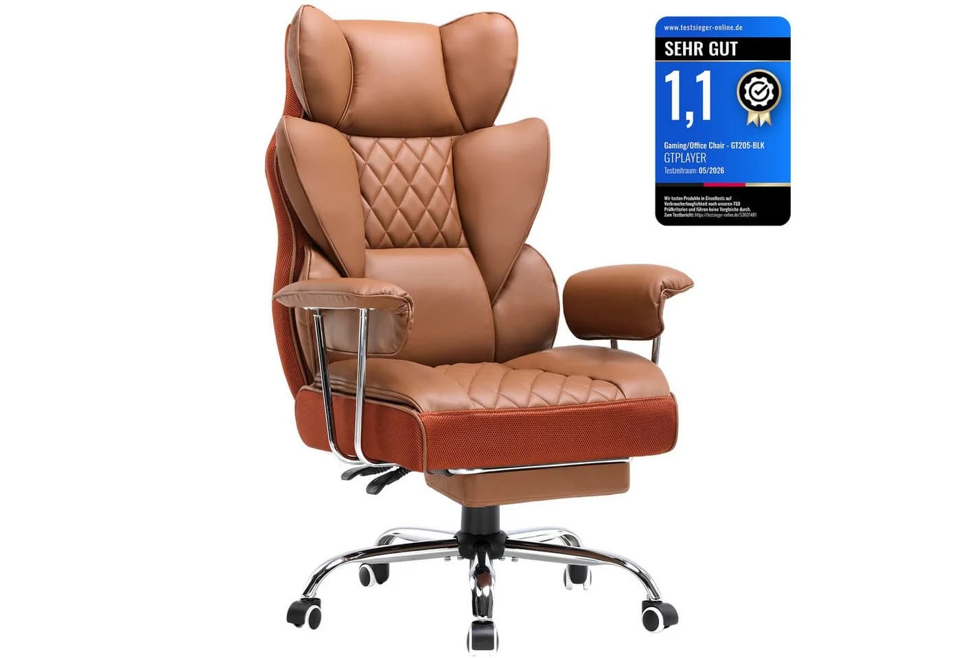 GTPLAYER Gaming-Stuhl Bürostuhl mit Taschenfeder-Lendenwirbelstütze Braun - Bild 2