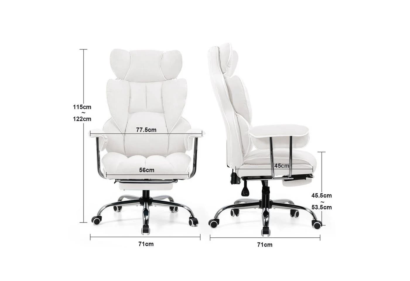 GTPLAYER Gaming-Stuhl Ergonomischer Bürostuhl mit Fußstütze Weiß - Bild 5