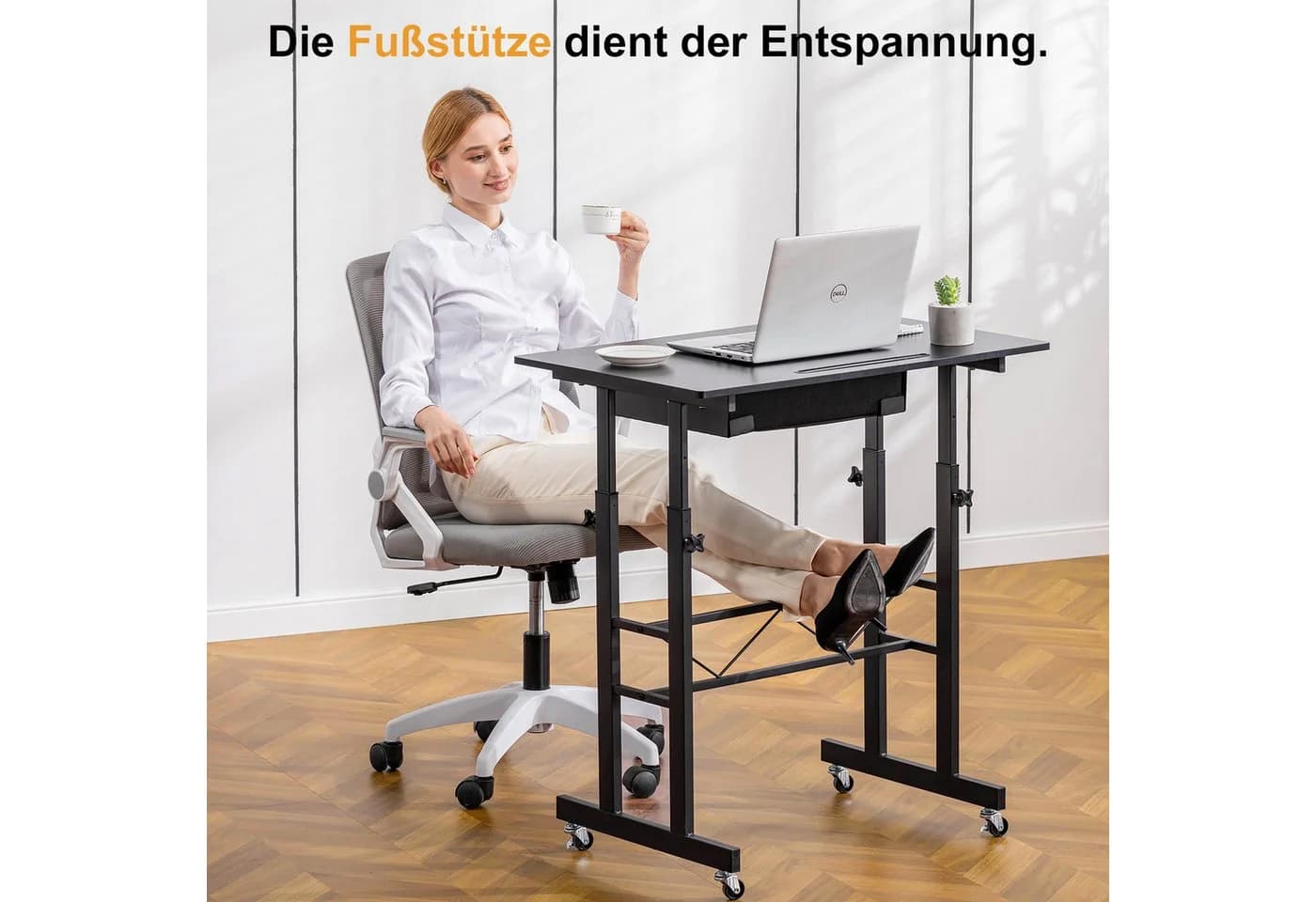 GTPLAYER Höhenverstellbarer Schreibtisch Schwarz mit Schubladen - Bild 5