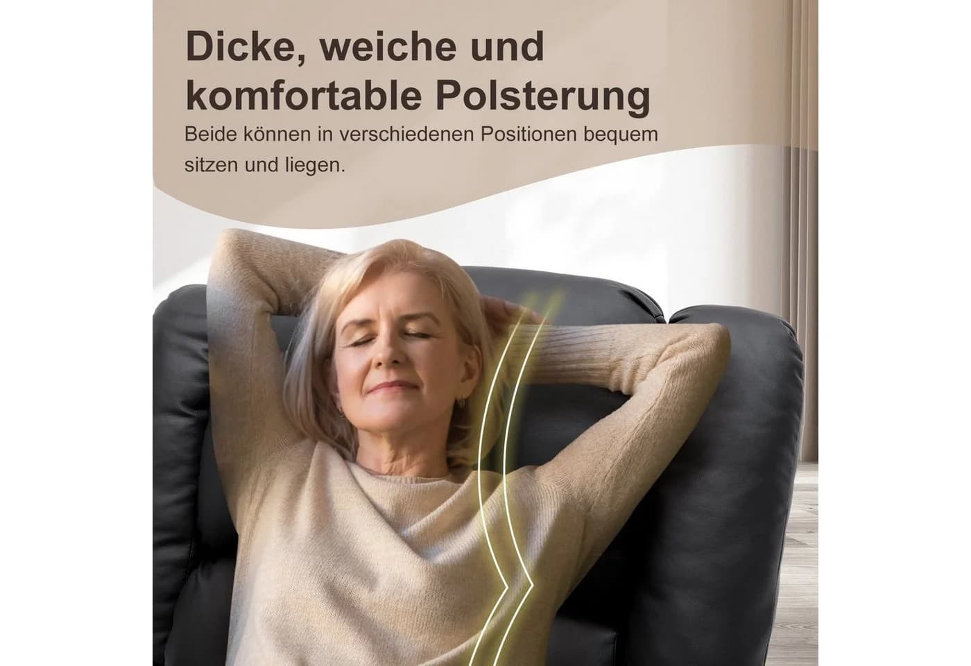 COMHOMA Massagesessel mit Aufstehhilfe und Massagefunktion Schwarz - Bild 5