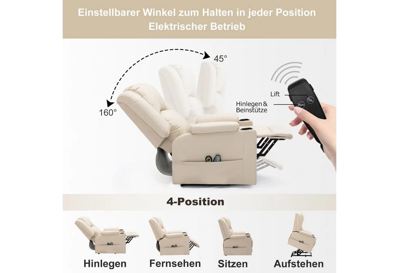 COMHOMA Massagesessel mit Aufstehhilfe & Massagefunktion - Bild 5