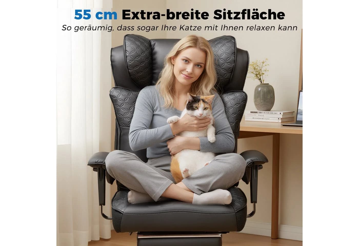 GTPLAYER Gaming-Stuhl Bürostuhl mit Fußstütze 150° Verstellbar - Bild 4