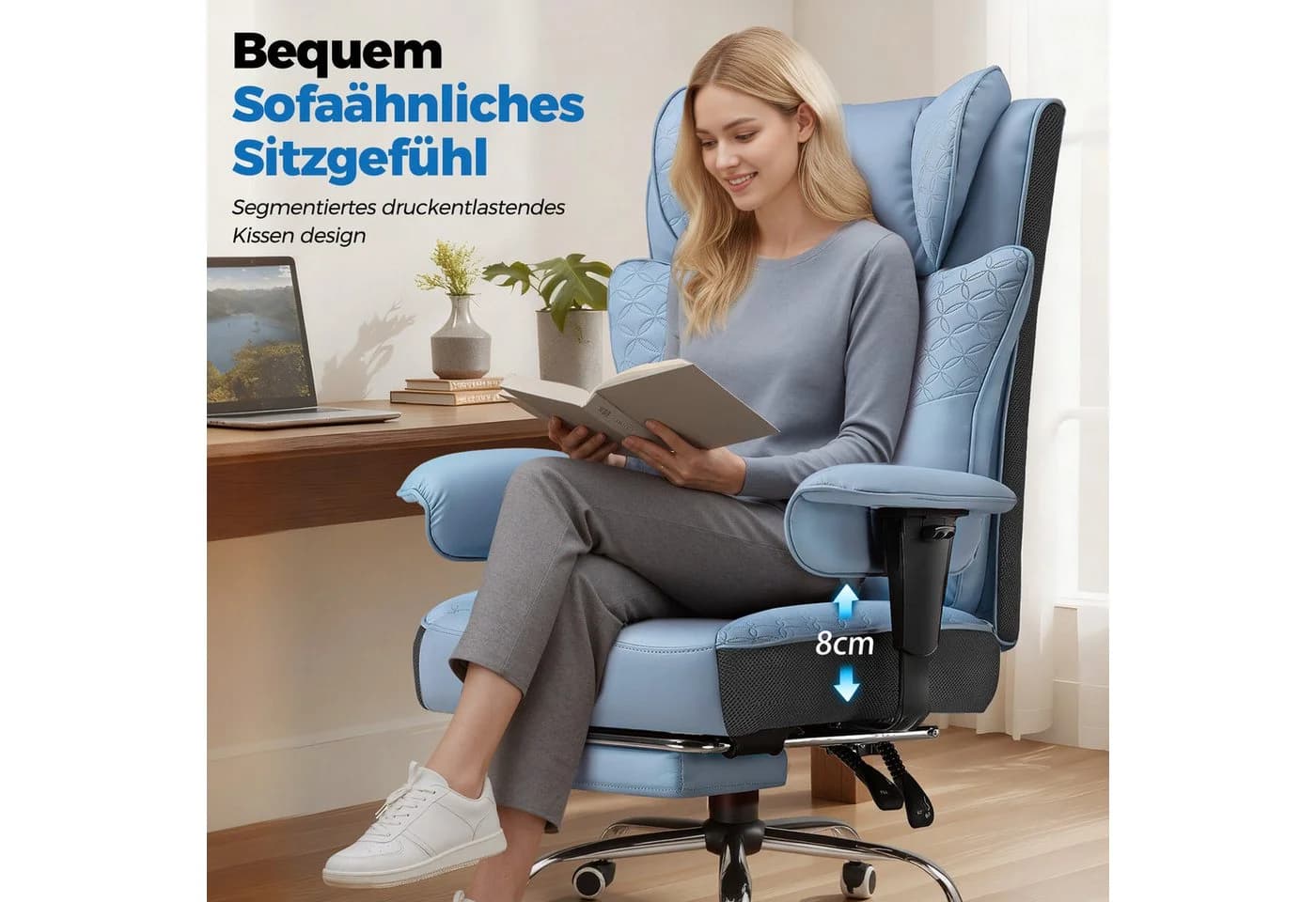 GTPLAYER Gaming-Stuhl mit Fußstütze 150° Neigung & 180 kg Traglast - Bild 4