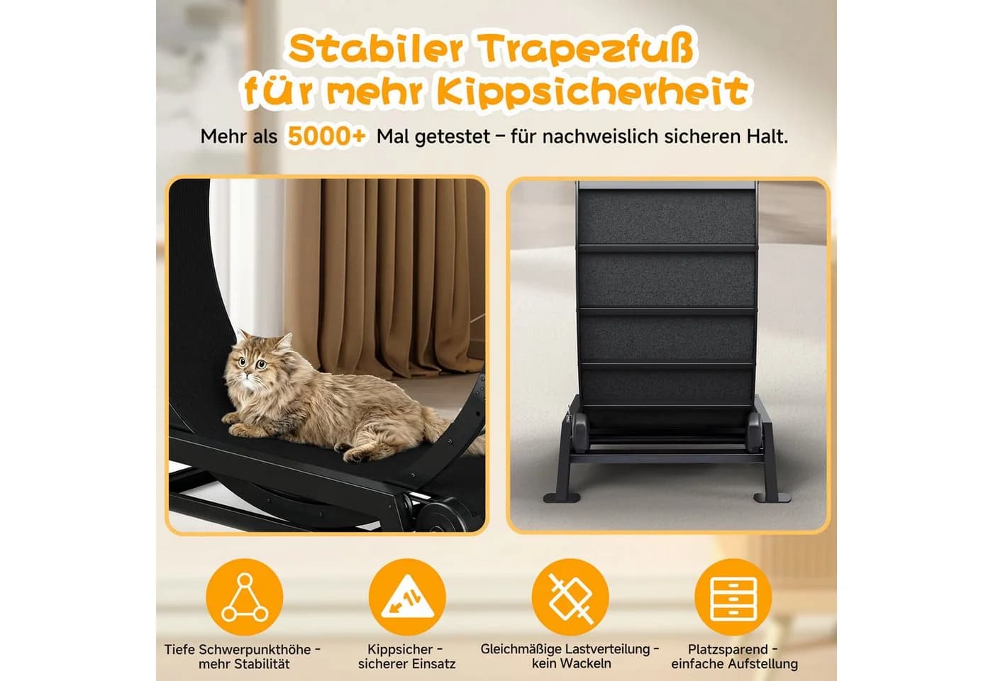 COMHOMA Katzenlaufrad Schwarz Metall Ultraleis