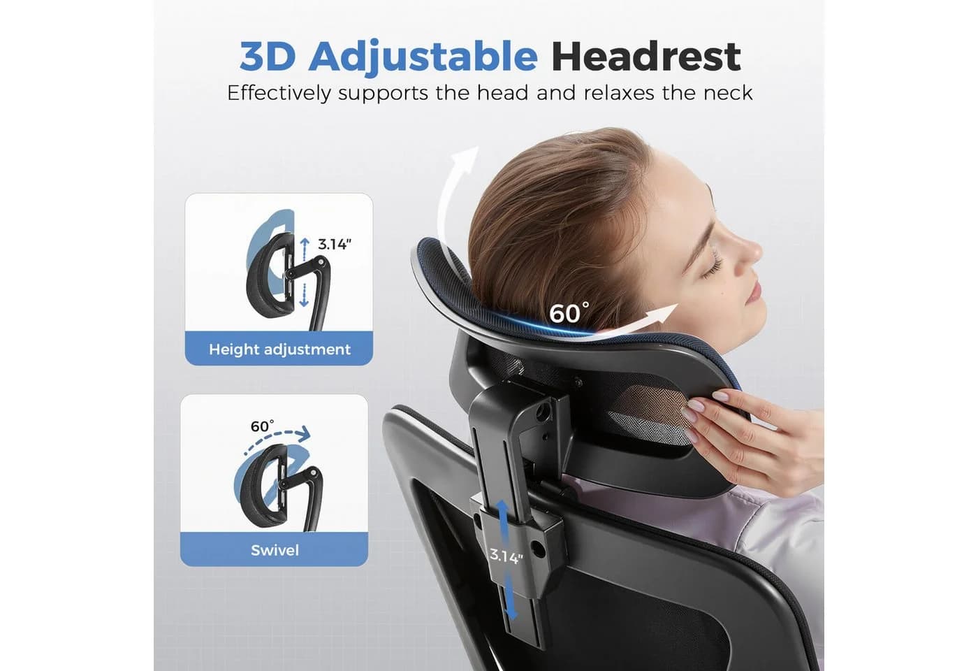 GTPLAYER Bürostuhl Ergonomisch mit 3D Stütze & Wippfunktion Schwarz