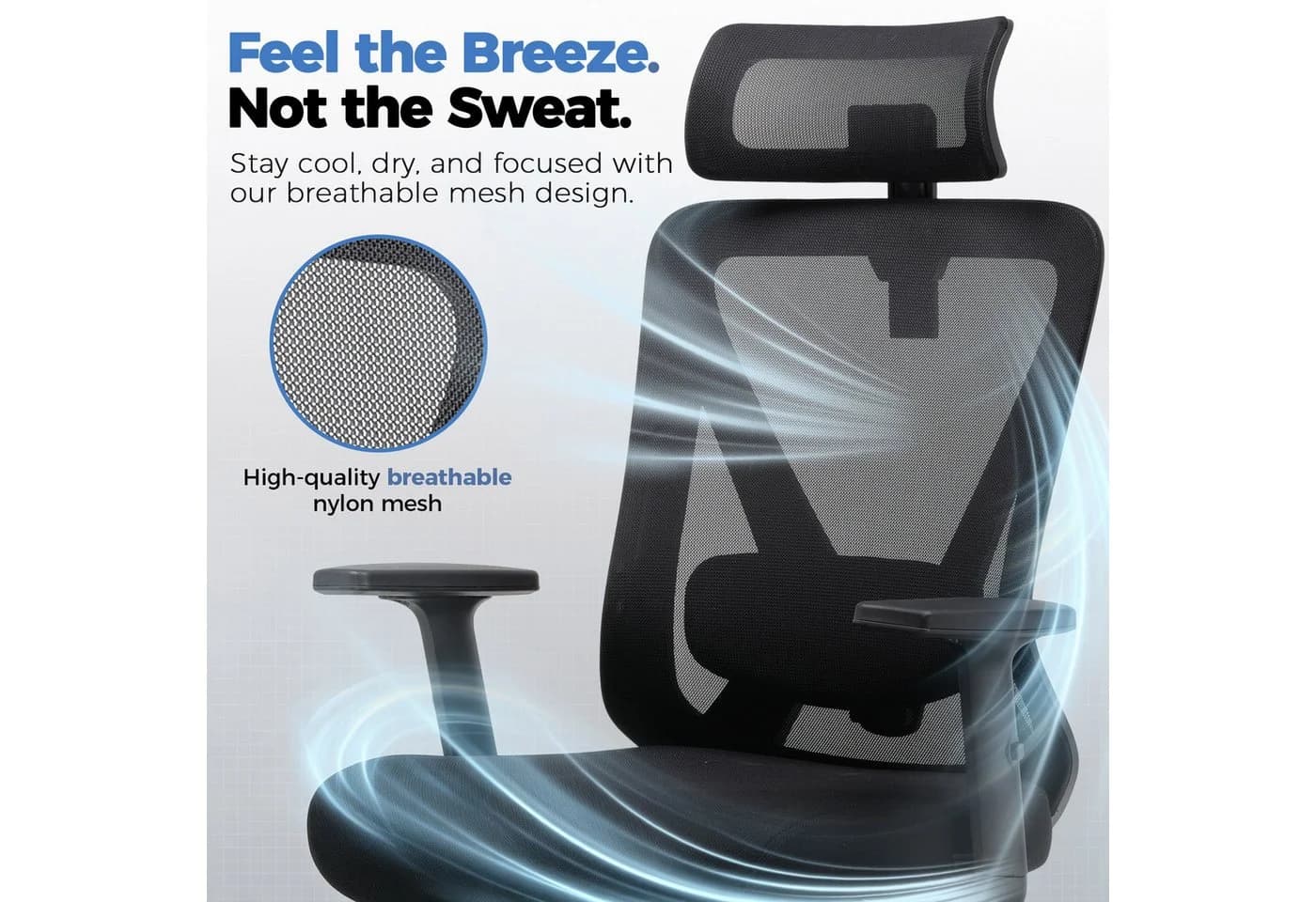 GTPLAYER Bürostuhl Ergonomisch mit 3D Stütze & Wippfunktion Schwarz - Bild 4