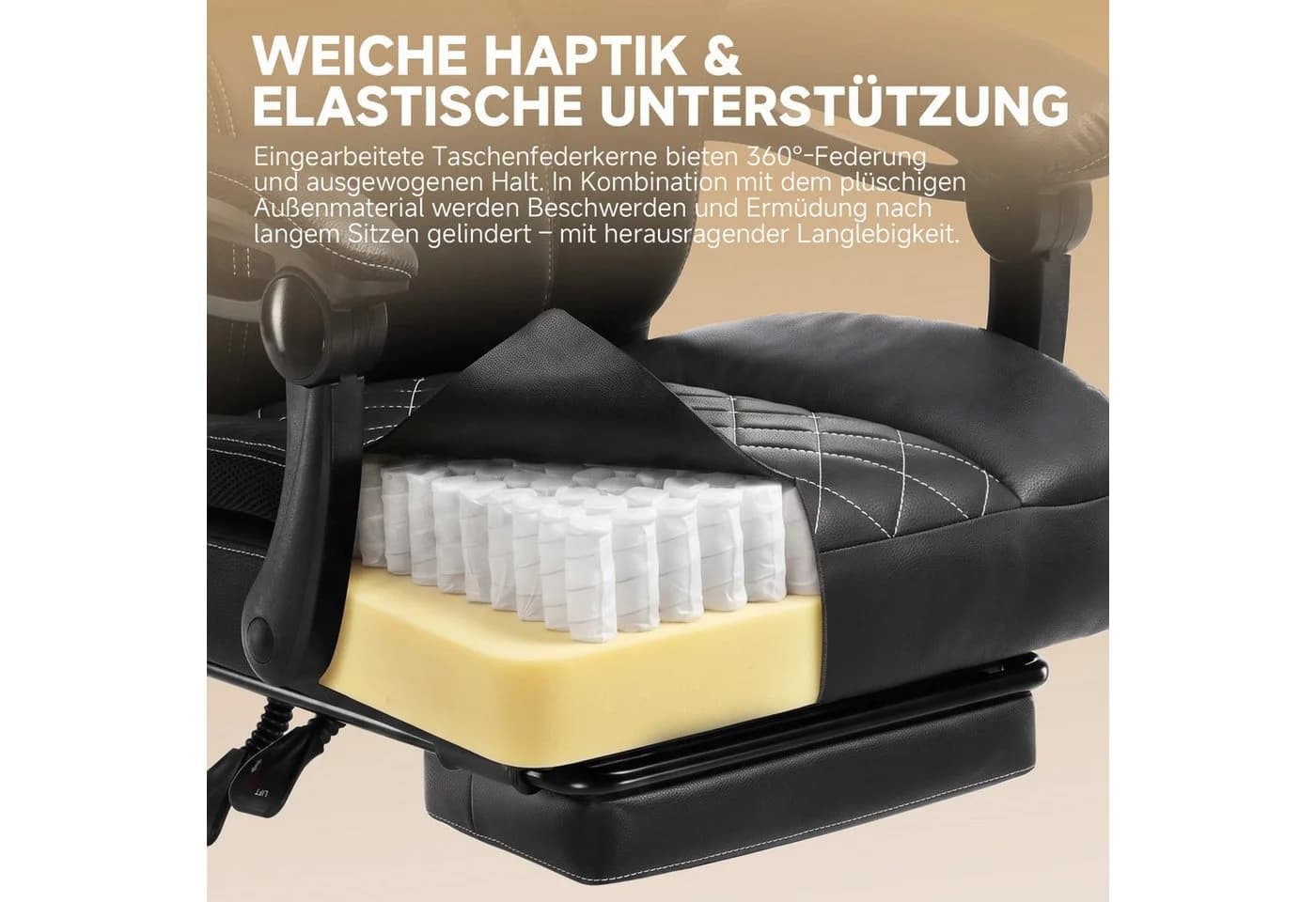 GTPLAYER Gaming-Stuhl Ergonomisch mit Fußstütze & Lendenstütze