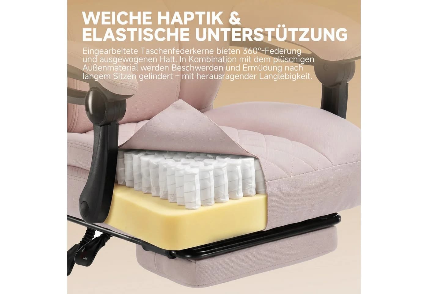 GTPLAYER Gaming-Stuhl Rosa Ergonomisch mit Fußstütze