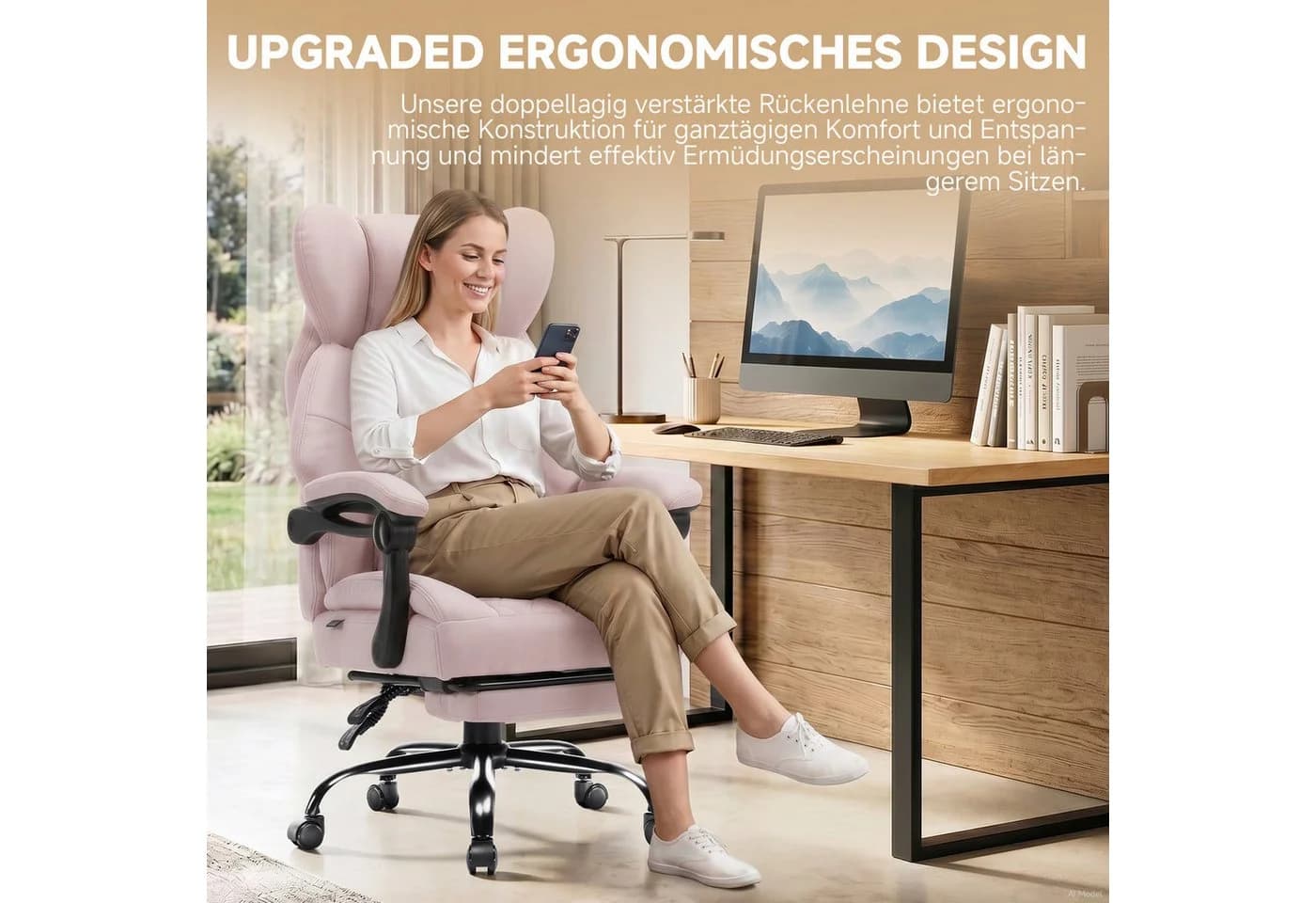 GTPLAYER Gaming-Stuhl Rosa Ergonomisch mit Fußstütze - Bild 4