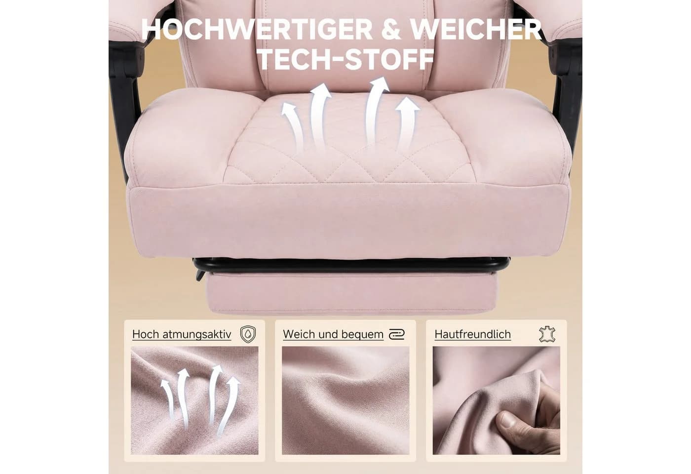 GTPLAYER Gaming-Stuhl Rosa Ergonomisch mit Fußstütze - Bild 5