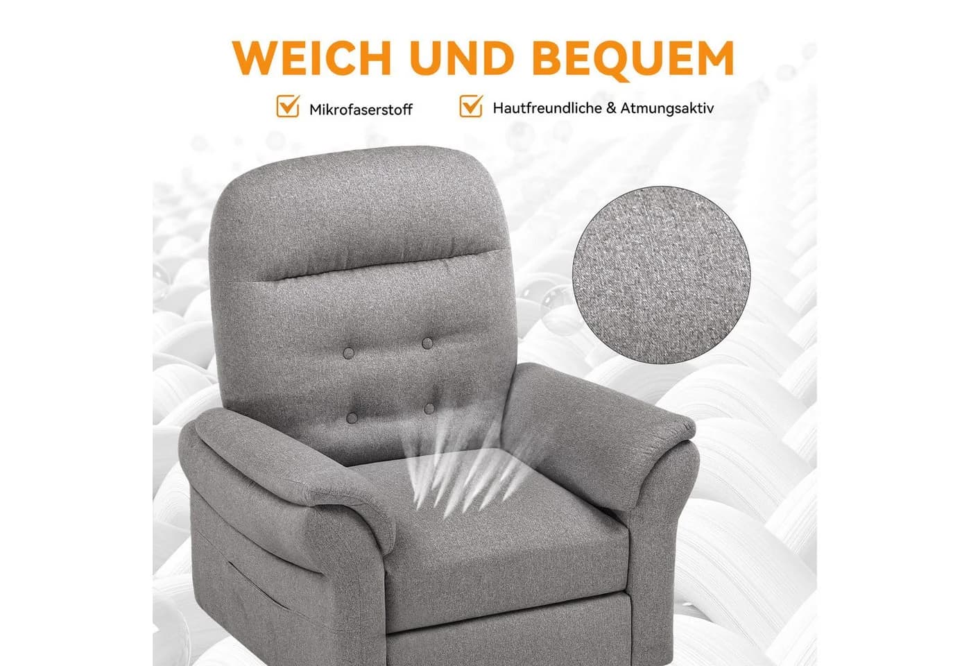 COMHOMA Relaxsessel mit Hocker und verstellbarer Rückenlehne grau - Bild 3