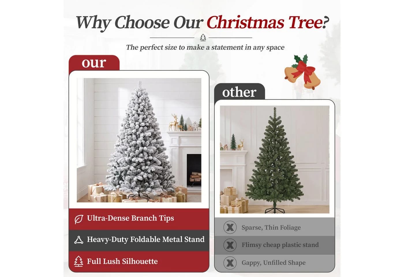 COMHOMA Künstlicher Weihnachtsbaum 195cm PVC mit Metallsockel - Bild 3