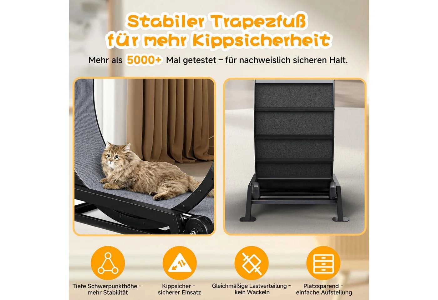 COMHOMA Katzenlaufrad 100 cm Schwarz Metall Ultraleis