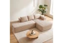 COMHOMA Ecksofa Cord L-Form mit Chaiselongue Beige Bild 2