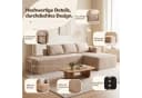 COMHOMA Ecksofa Cord L-Form mit Chaiselongue Beige Bild 5