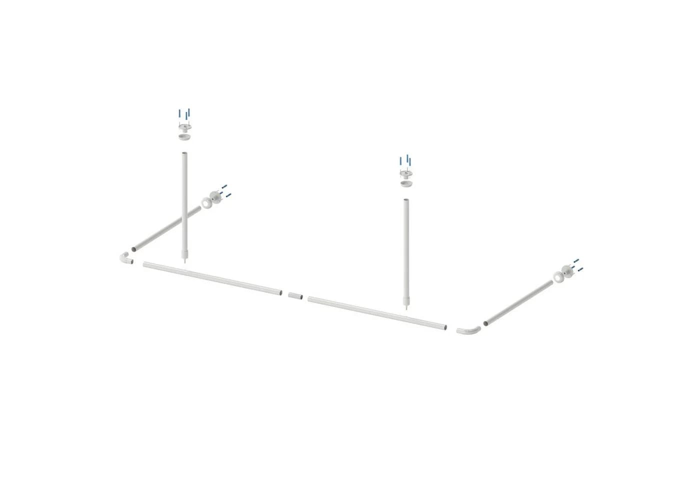 Aquabad® Duschvorhangstange Hastaflex Frame, 2-läufig, Aluminium, 165cm x 70cm - Bild 4