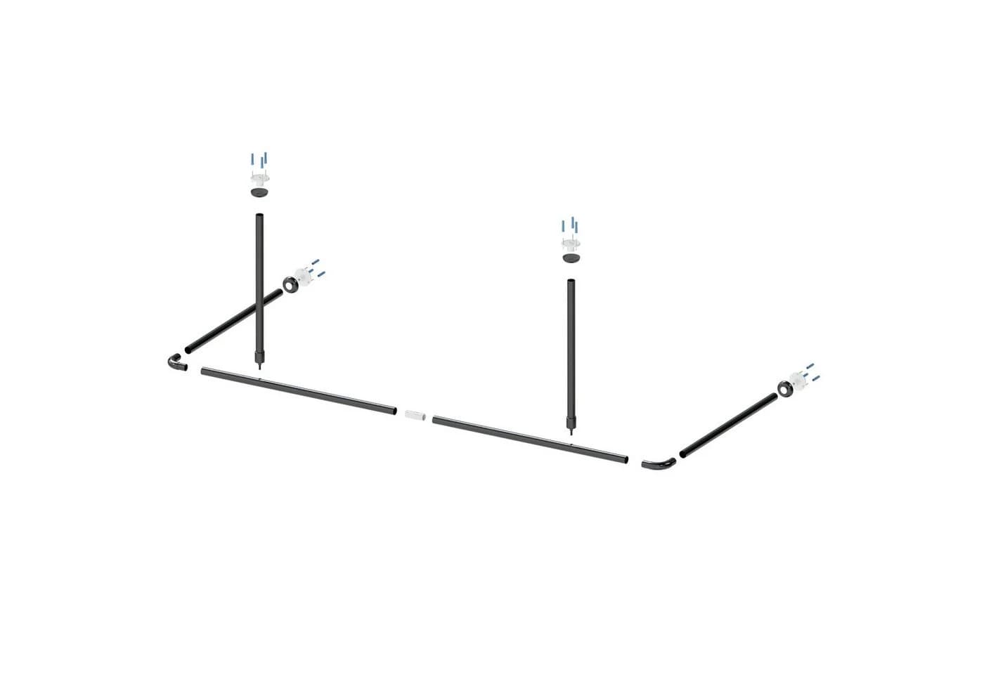 Aquabad® Duschvorhangstange Hastaflex Frame 165x70cm Aluminium Chrom - Bild 4