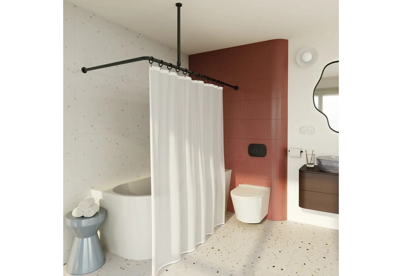 Aquabad® Duschvorhangstange Hastaflex Vario Schwarz Aluminium - Bild 5
