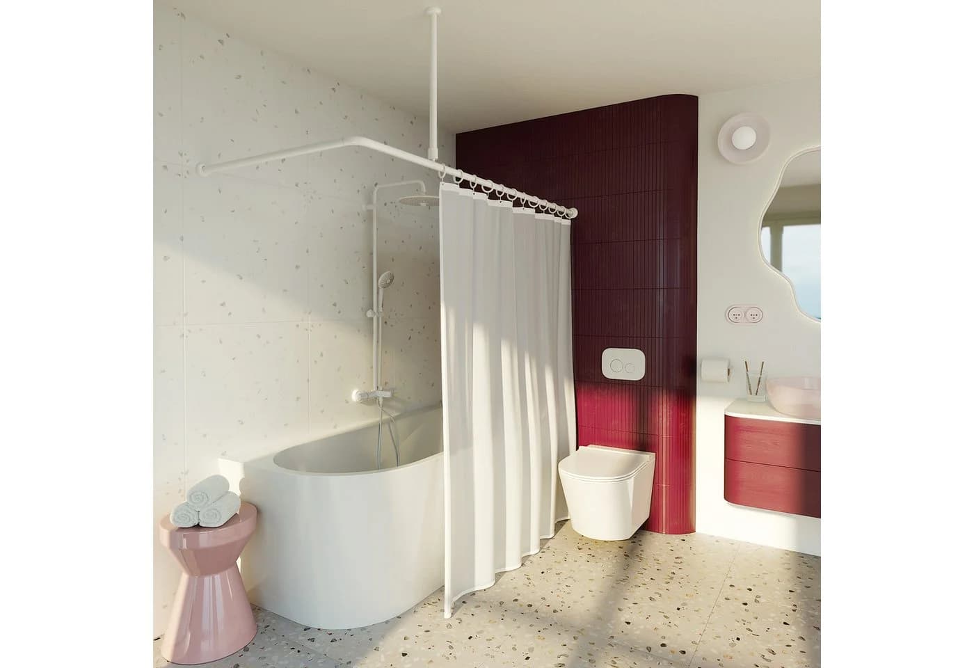 Aquabad® Duschvorhangstange Hastaflex Vario Weiß Aluminium - Bild 5