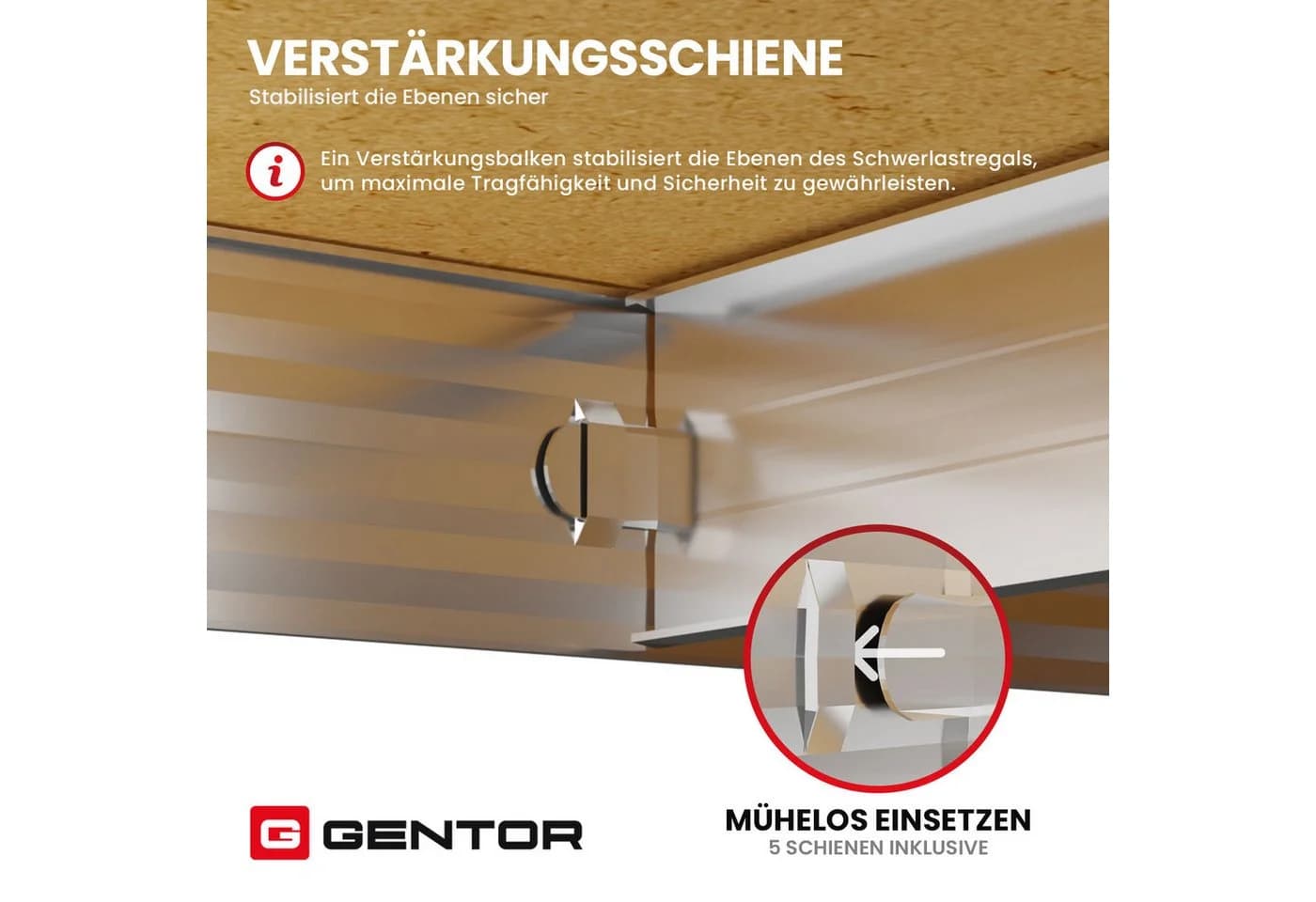 GENTOR Steckregal 2x Schwerlastregal Silber MDF Metall - Bild 3
