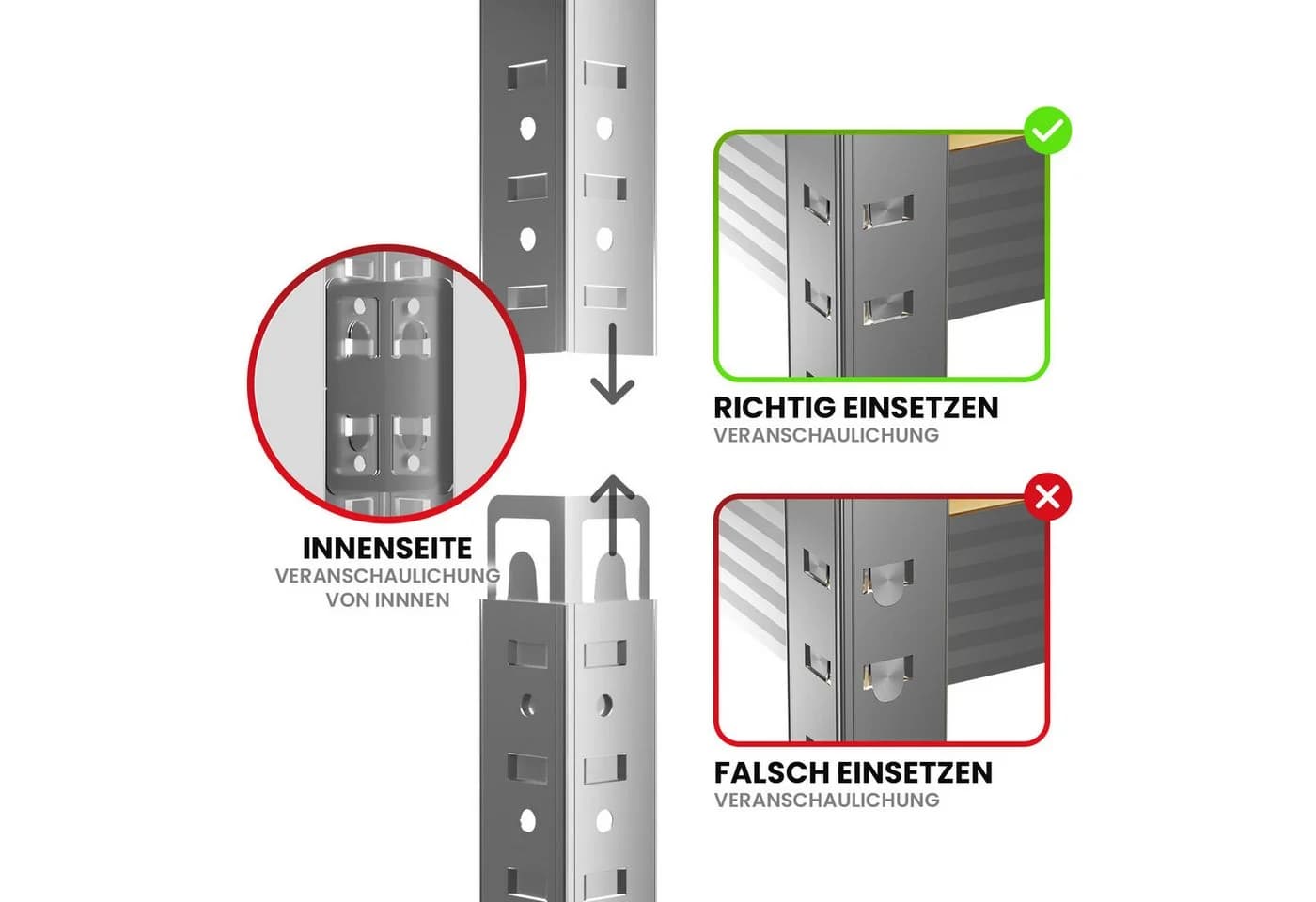 GENTOR Steckregal 2x Schwerlastregal Silber MDF Metall - Bild 5