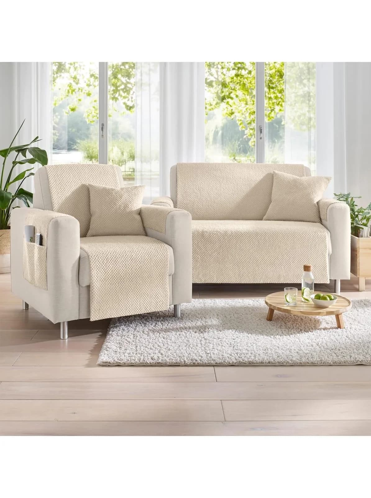 Tagesdecke Gr. 7 Beige 48x48 cm 100% Polyester