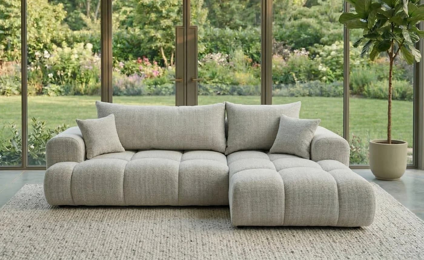 B&B Home Big-Sofa Vitton II L-Form mit Schlaffunktion und Bettkasten Beige - Bild 3