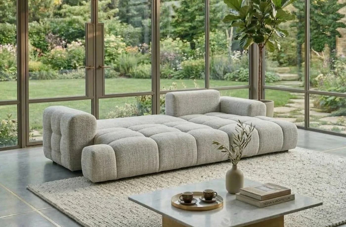 B&B Home Big-Sofa Vitton II L-Form mit Schlaffunktion und Bettkasten Beige - Bild 4