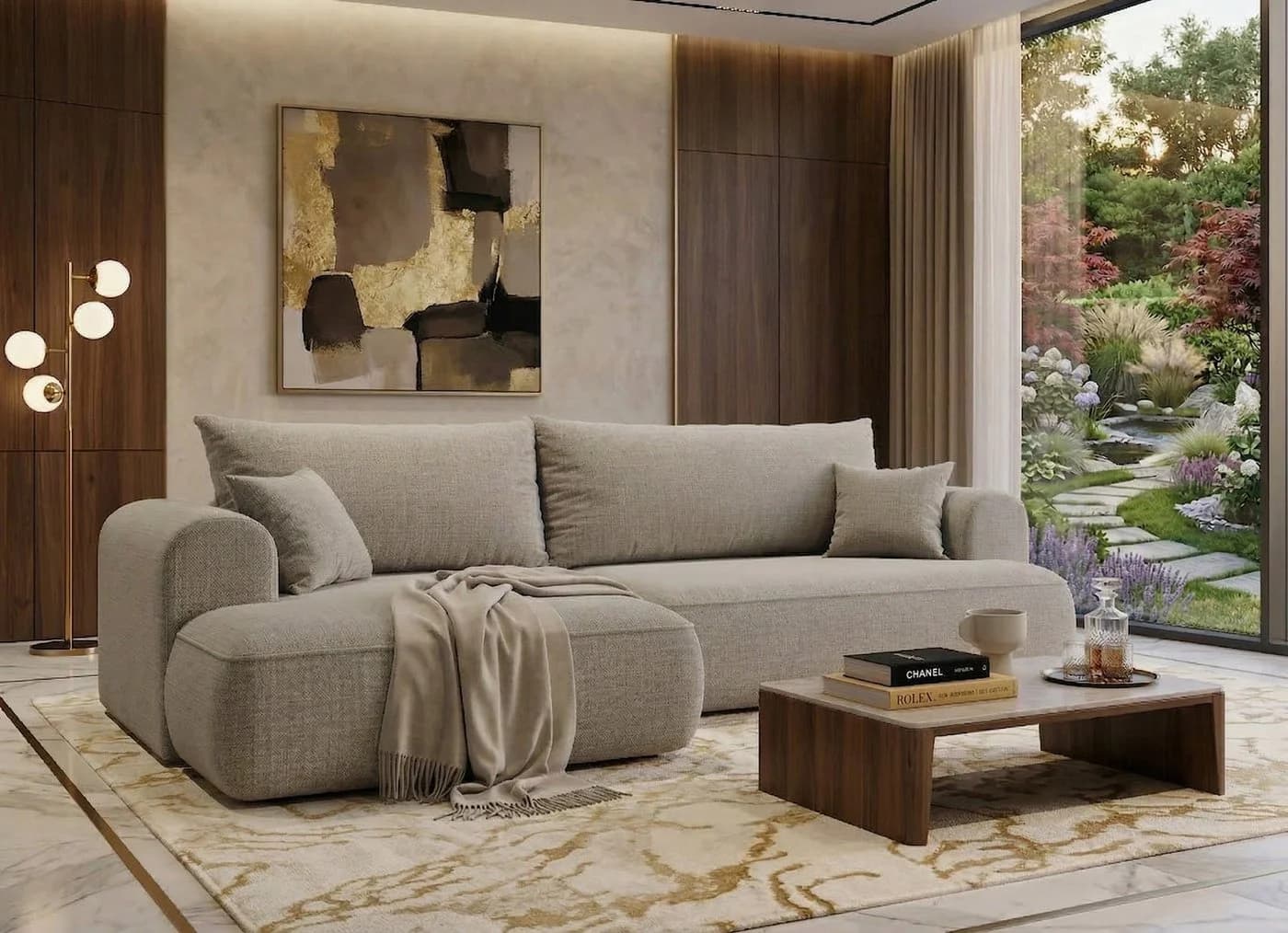 B&B Home Big-Sofa Vitton L-Form mit Schlaffunktion