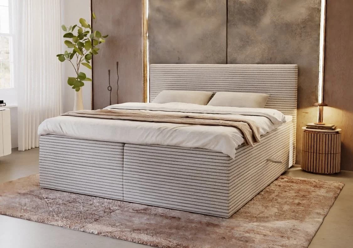 B&B Home Boxspringbett Tilia Beige mit Bettkasten und Topper - Bild 2