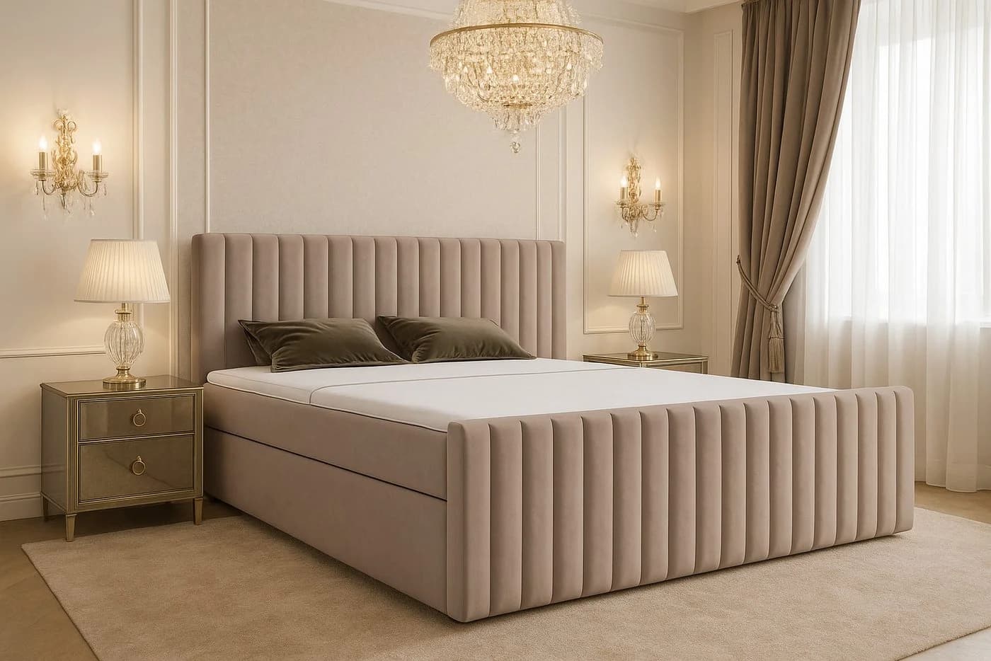 B&B Home Boxspringbett Benito I Beige mit Bettkasten und Topper - Bild 2