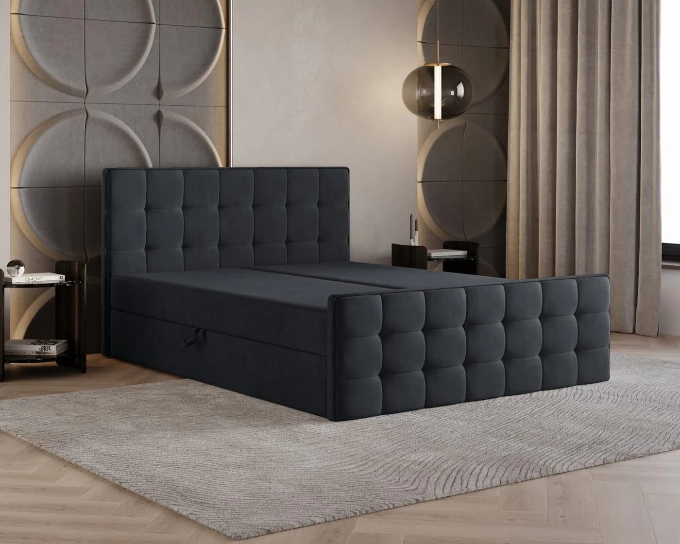 B&B Home Boxspringbett Coriano Schwarz mit Bettkasten und Topper - Bild 2