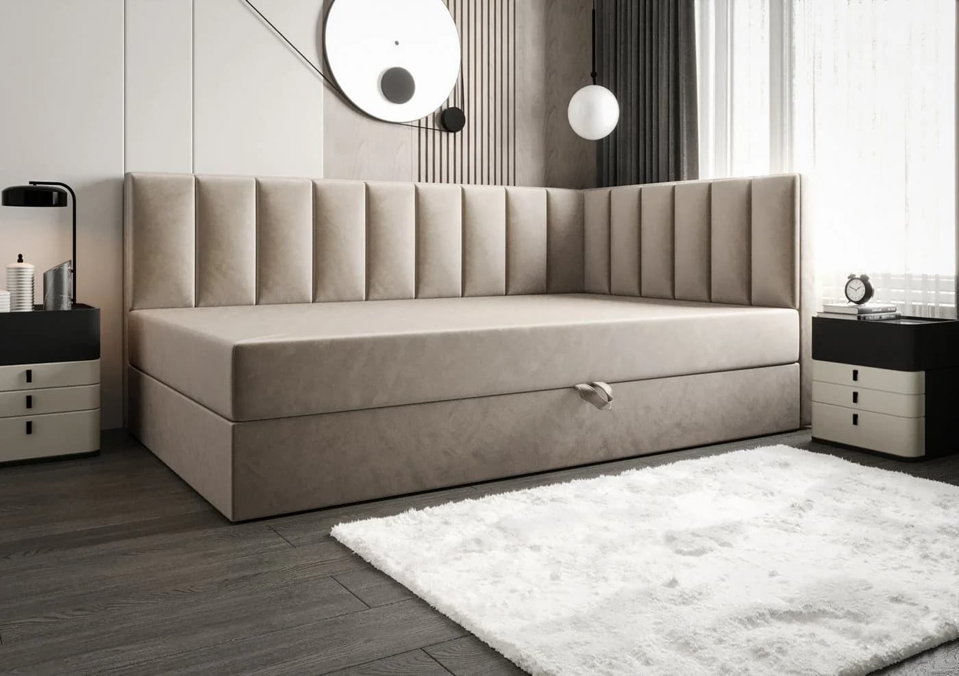 B&B Home Boxspringbett Adelle Beige mit Bettkasten - Bild 2