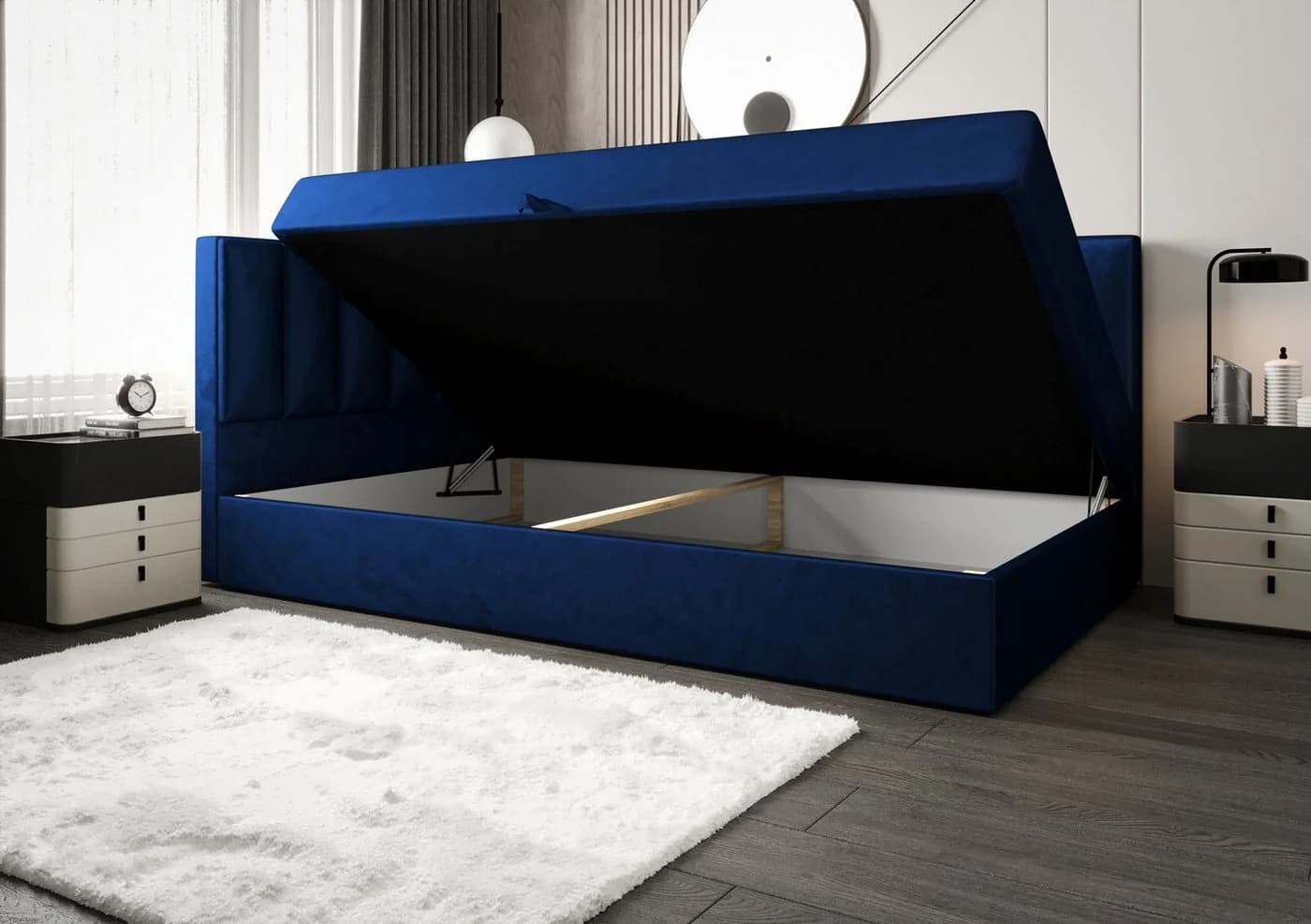 B&B Home Boxspringbett Adelle VII Grau mit Bettkasten