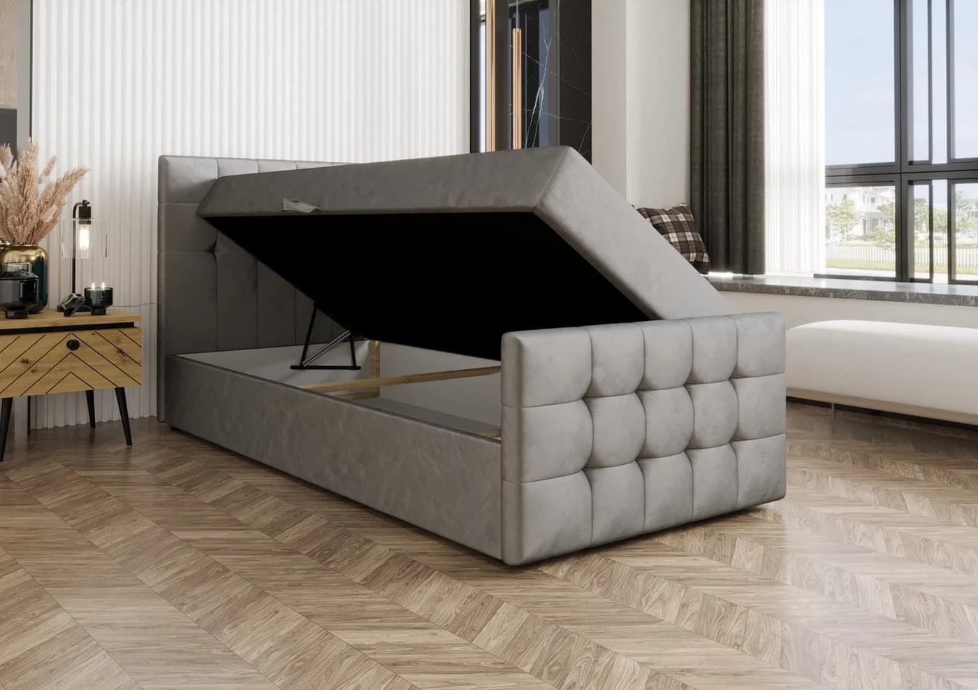 B&B Home Boxspringbett Coria V Beige H3 Matratze Bonellfederung