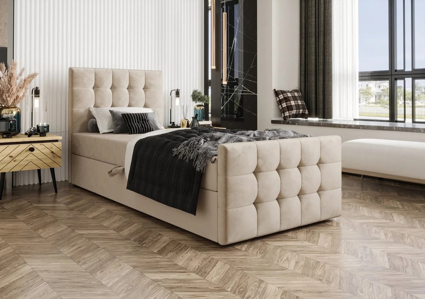 B&B Home Boxspringbett Coria V Beige H3 Matratze Bonellfederung - Bild 2