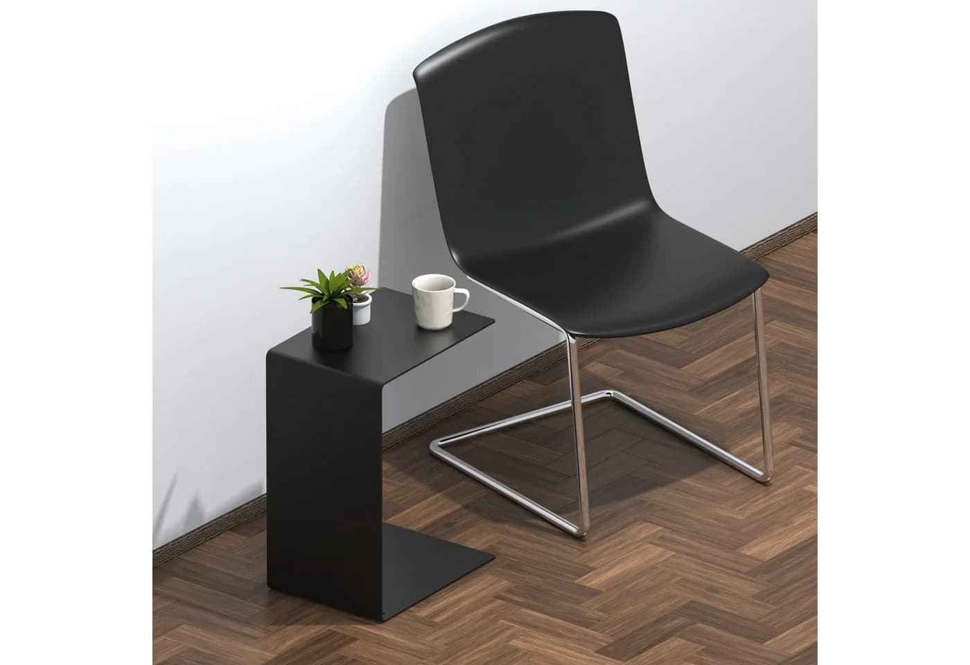 teileplus24 Beistelltisch Pico500 Metall Schwarz Pulverbeschichtet - Bild 3