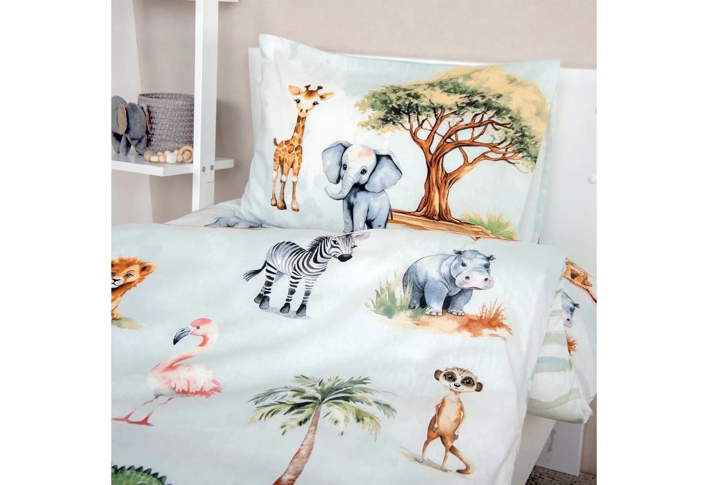 Brilliant Kinderbettwäsche Safari-Tiere Grün Flanell 100% Baumwolle - Bild 5