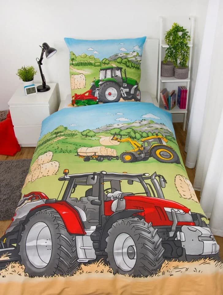 Brilliant Babybettwäsche Traktor 100x135cm Baumwolle
