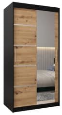 ABIKS MÖBEL Schwebetürenschrank Verona 2 mit Spiegel Schwarz/Eiche Bild 2