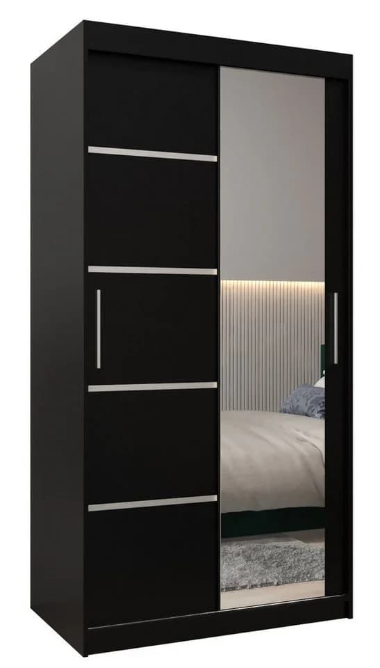 ABIKS MÖBEL Schwebetürenschrank Verona 2 mit Spiegel Schwarz - Bild 2